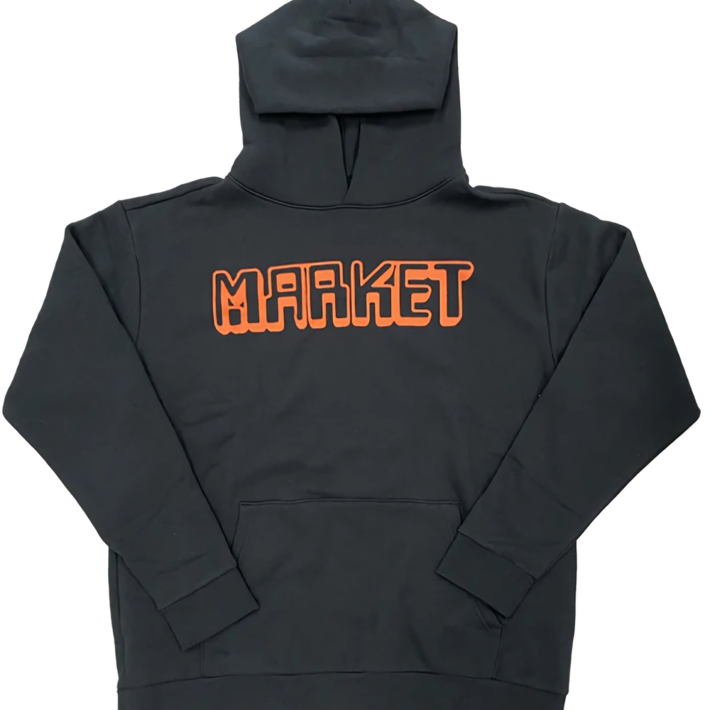 Black Hoodie with Orange Market Logo